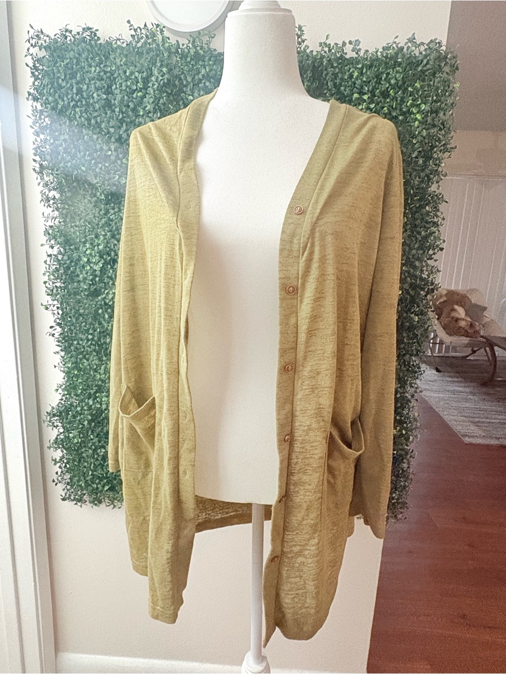 Women’s Olive Green Button-Front Cardigan Sweater